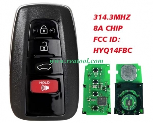 314.3MHz 8A Chip 8990H-0R010 HYQ14FBC P1 AA Smart 3+1 4 Button Proximity Remote for TOYO-TA RAV4 2019 2020 2021