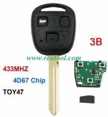 TOYO-TA 3 button 433MHZ with 4D67 Chip For TOYO-TA