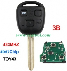 TOYO-TA 3 Button 433MHZ Fit for TOYO-TA Camry Prad