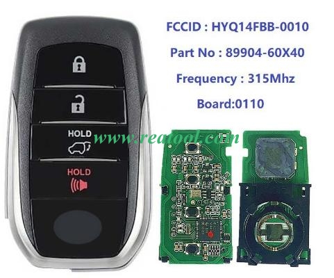 2020-2021 TOYO-TA Land Cruiser / 4-Button Smart Key / PN: 89904-60X40 / HYQ14FBB-0110 P4:A9 312.09/314.35