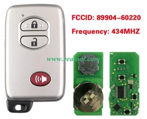 For TOYO-TA Land Cruiser 2007+ Smart Key, 3Buttons, B53EA P1 D4 4D-67 Chip, 433MHz Light Gray 89904-60220 Keyless Go A433