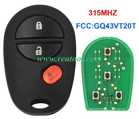 TOYO-TA 2+1 button remote key with 315mhz