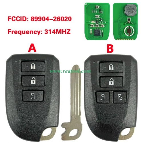Aftermarekt FCC BF1ER PN 89904-26020 314MHz Smart Key 3/4Button for TOYO-TA Hiace, Regiusage 2013