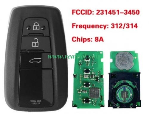3 Button TOYO-TA Land cruiser Smart Key 231451-3450 P4 AA 8A Chip RF430 312/314Mhz