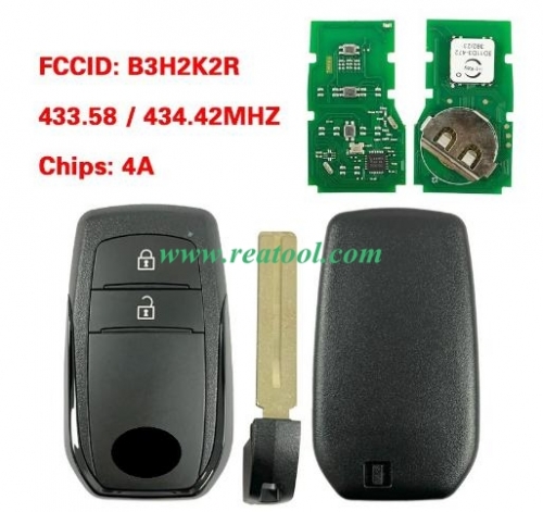 Smart Key for 2020 TOYO-TA Yaris 2 Buttons 433.58/434.42MHZ 4A Chip Transponder NCF29A1M HITAG AES Model B3H2K2R