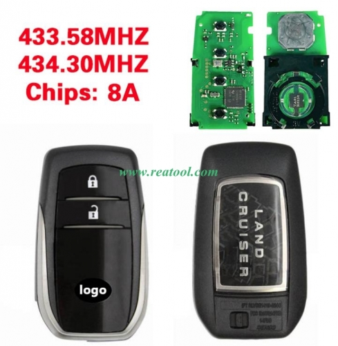 TOYO-TA Land Cruiser 2018 BJ2EK Smart Key Remote 2 Buttons 0010 F43 A8(433.58/434.30)
