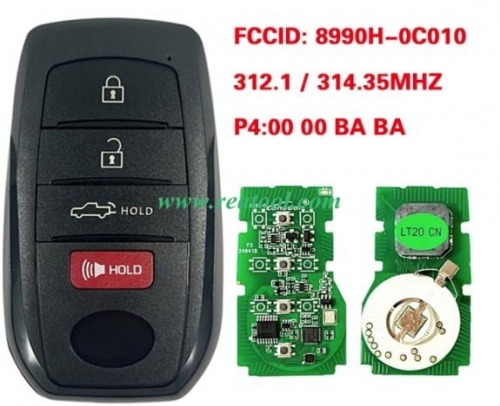 2022 TOYO-TA Tundra Smart Remote Key 8990H-0C010 HYQ14FBX 312.1-314.35MHZ P4:00 00 BA BA