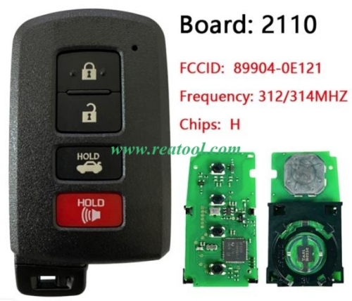 2014-2019 For TOYO-TA Highlander  4-Button Smart Key 312mhz  89904-0E121   HYQ14FBA (AG Board 2110)