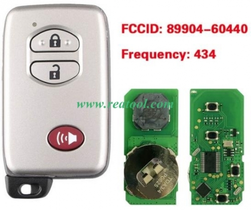 For TOYO-TA Land Cruiser 2008+ Smart Key, 3Buttons, B77EA P1 98 4D-67 Chip, 433MHz Light Gray 89904-60440 89904-60790 89904-60791