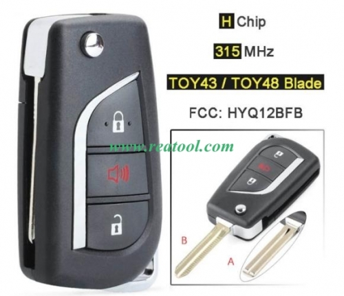 315MHz H Chip FCC: HYQ12BFB, 89070-06790 Replacement Flip Folding 3 Button Remote Key Fob for TOYO-TA Camry 2018 2019 2020 1 order