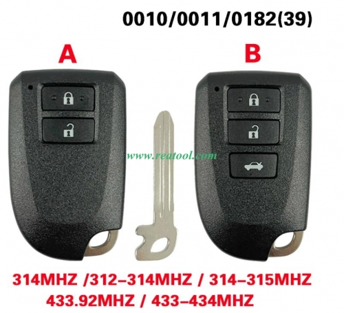 Aftermarket For TOYO-TA YARIS L YARIS VIOS 2/3 Button 0010/0011/0182 Model 314-315MHZ 8A Chip