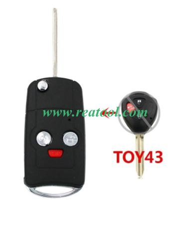 2+1 Button New Modified Flip Remote Key Shell 3 Button For TOYO-TA Camry Car Remote Key Case
