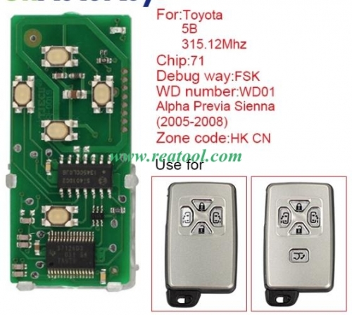 TOYO-TA smart card board 4 buttons 315.12MHZ number 271451-6221-HK-CN