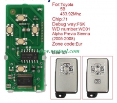 TOYO-TA smart card board 5 buttons 433.92MHZ numbe