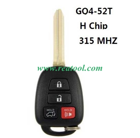 2013-2019 TOYO-TA RAV4 Highlander / 4-Button Remote Head Key / GQ4-52T (H Chip) (AFTERMARKET)
