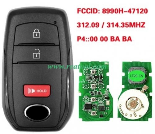 2023 TOYO-TA Prius Smart Remote Key 8990H-47120 HYQ14FBX P4::00 00 BA BA 312.09/314.35MHZ FSK