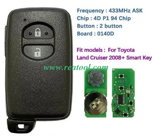 2 Buttons Black DST40 , 94 chip ,433.92 ASK 0140D Smart Remote Key For TOYO-TA