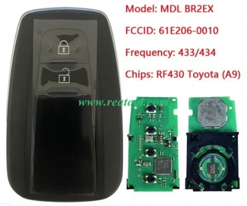 For TOYO-TA C-HR Genuine Smart Key Remote PCB 2018 2 Buttons 433mhz 61E206-0010 MDL BR2EX