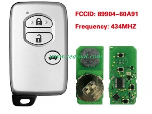 For TOYO-TA Land Cruiser 2008+ Smart Key, 2Buttons, B77EA P1 98 4D-67 Chip, 433MHz Light Gray 89904-60A91  PCB A433