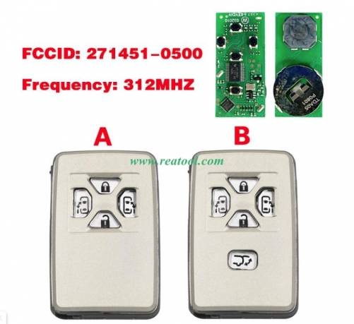 Smart Keyless Go Remote Key Fob FSK 312MHz ID71 Chip for TOYO-TA Alphard Estima Vellfire Board 271451-0500