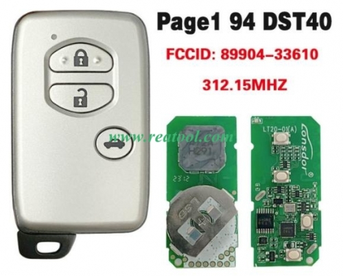 For TOYO-TA Camry Crown Majesta Markx Smart Key FSK ,312.15Mhz, Page1 94 DST40 Chip Fcc Id Page1 D4 89904-33610 89904-33160 271451-0310 2006 M