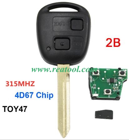 TOYO-TA 2 Button 315MHZ for TOYO-TA RAV4 Corolla Yaris Highlander Camry with 4D67 Chip TOY47 Blade