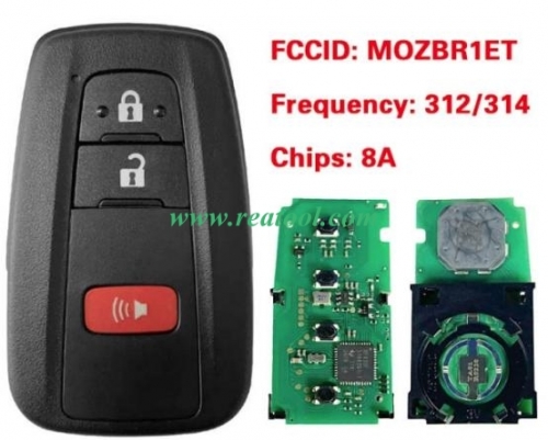 3 Buttons Smart Proximity Remote Car Key Fob 314.3MHz 8A Chip for TOYO-TA C-HR 2018 2019, FCC MOZBR1ET, Model BR1ET