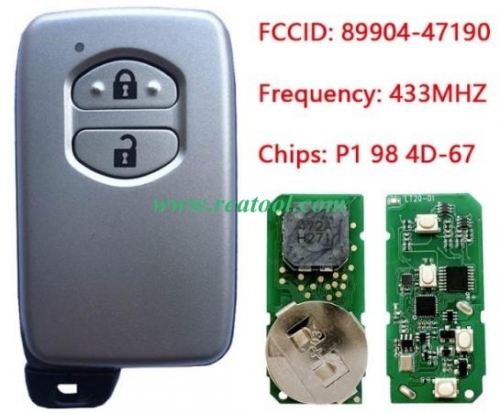 For TOYO-TA Prius Land Cruiser Prado 2010+ 2009+ Smart Key, 2Buttons, B74EA P1 98 4D-67 Chip, 433MHz F433 89904-47190