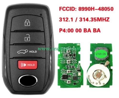 2021 TOYO-TA Venza Smart Remote Key 8990H-48050 HYQ14FBX 312.1-314.35MHZ P4:00 00 BA BA