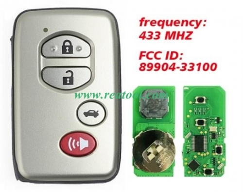 For TOYO-TA Aurion 2007+ Smart Key, 4Buttons, 14AAC B53EA A433 P1 D4 4D-67, 433MHz Gray 89904-33100