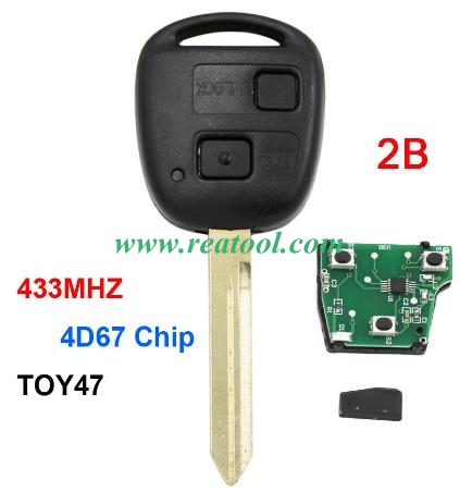 TOYO-TA 2 Button 433MHZ for TOYO-TA RAV4 Corolla Yaris Highlander Camry with 4D67 Chip TOY47 Blade