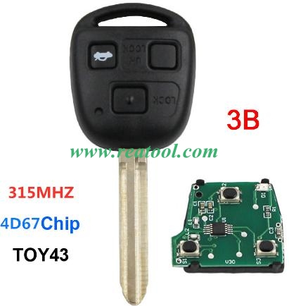 TOYO-TA 3 Button 215MHZ Fit for TOYO-TA Camry Prado Corolla with 4D67 Chip Inside Toy43 blade