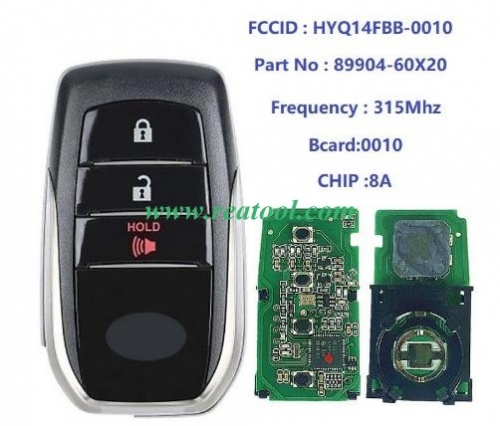 2020-2021 TOYO-TA Land Cruiser / 3-Button Smart Key / PN: 89904-60X20 / HYQ14FBB-0010 
