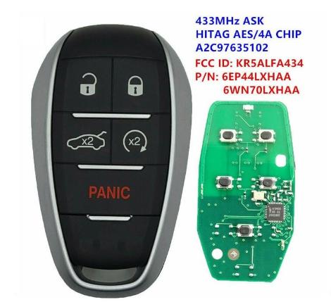 Aftermarket 4+1B Smart Key for Alfa Romeo Frequency 434 MHz Trasnponder HITAG 128-bit AES
