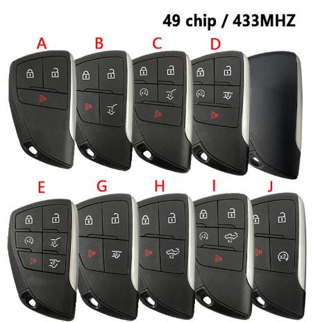 Smart Car Key With 5 Buttons 433MHz ID49 Chip for Chevrolet Suburban Tahoe 2021 2022 Fob FCC ID: YG0G21TB2