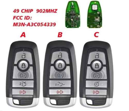 M3N-A3C054339 902MHZ For New 2022 2023 For Ford Mustang Lincoln Edge Explorer Expedition Fusion Mondeo Smart Key