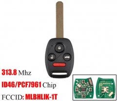For Honda  3+1 button 313.8Mhz Transponder Chip ID