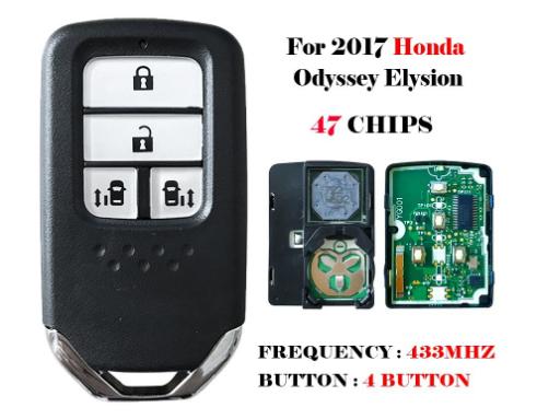 4 buttons remote car key 433mhz with 47 chips for 2017 Honda Odyssey Elysion