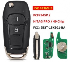2 Button Remote Car Key FSK 433Mhz PCF7945P / HITA
