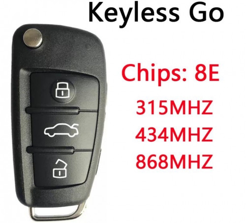 FOR Audi Q7, A6, S6 2006+ Flip Remote, 3Buttons 8E Chip,315/434NHZ 4F0837220AK 4F0 837 220 AK