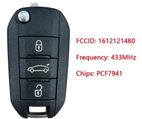 ORIGINAL Flip Key for Cit roen Buttons3 Frequency 434 MHz Transponder PCF 7941 (ID46) Part No1612121480