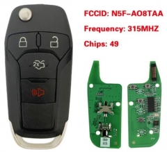 4 Buttons Flip Remote Key Keyless Entry 315MHz wit