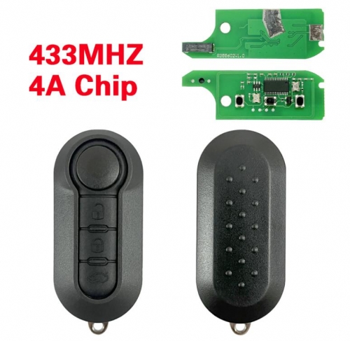 Flip key 4A chip 433mhz for Fiat 3 button