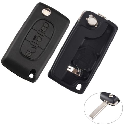 For Citroen 407 3 button 
flip key blank with Light button

