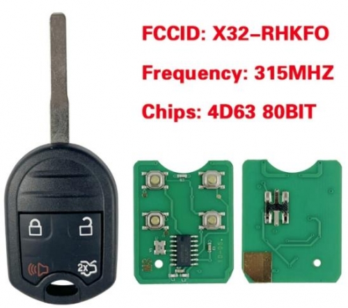 For Ford 4 Btn Keyless Entry Remote High Sec Combos -315mhz 4D63 80BIT X32-RHKFO