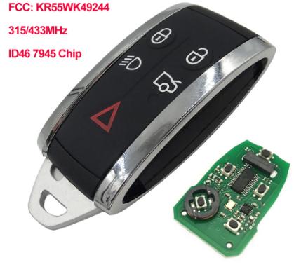 For Jaguar Keyless 5 button remote key 315mhz
PCF7953A HITAG2 46 chip
FCC ID: KR55WK49244