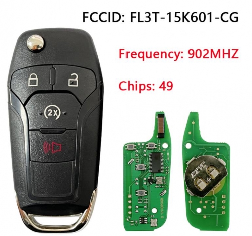 2015  For Ford F150 (4 Btn Flip Key Remote) Strattec 5923694, HU101, 2 Track, 902mhz