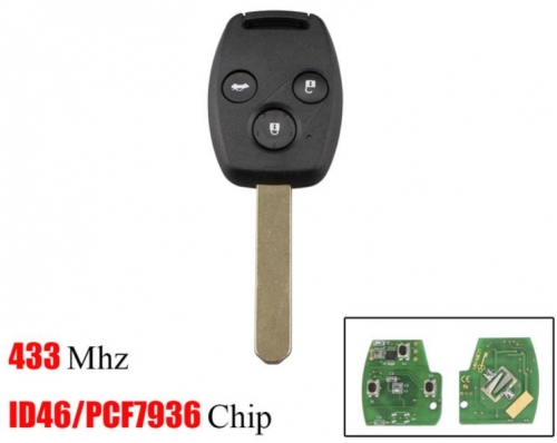 For Honda 3Buttons Cr-V Civic Insight Ridgeline 2003 2008 2009 Accord With ID46/PCF7936 Chip