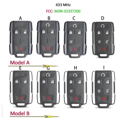 Remote Control Key 3 / 4 / 5 / 6 Button 433MHz Fob for Chevrolet Silverado 2019- 2021, GMC Sierra 2021 FCC: M3N-32337200