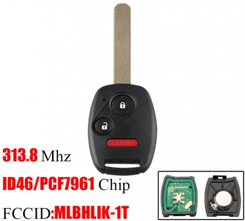 For Honda 2+1 button MLBHLIK-1T 313.8Mhz ID46/PCF7961 Chip For Honda Accord Element CR-V HR-V Fit City Jazz Odyssey